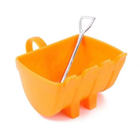 Tasse à café, seau d'excavatrice, tasse avec pelle et cuillère, tasse à thé orange --