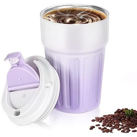 Tasse à café,Tasse à isolée Isotherme en Acier inoxydable,Tasse de voyage Chaud et froid avec corde de levage,pour Thé,bureau,école