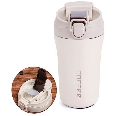 Tasse à café,tasse thermos Voyage,tasse à double paroi en acier inoxydable,Tasse à café de Voiture avec Couvercle et Paille,pour