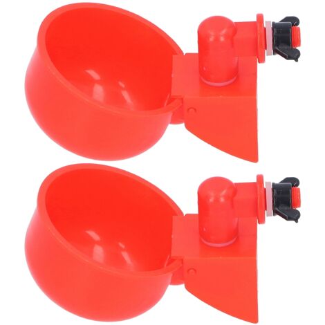 Tasse à Eau Automatique pour Poussin, 2 x Bol d'eau pour Oiseaux de volaille en Plastique Abreuvoir Rouge pour Oiseau caille Pigeon Poulet Poule