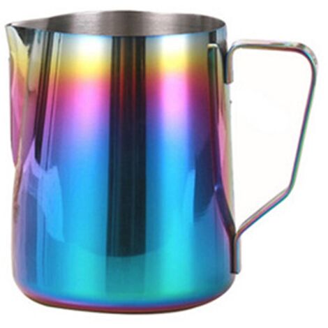 Tasse à lait en acier inoxydable style japonais avec guirlande, pichet à lait avec mousseur à lait intégré, tasse à lait vapeur, couvercle à crème facile à lire - A