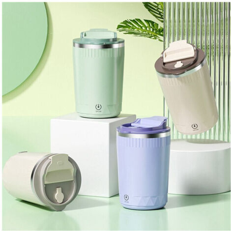 Tasse à mélanger automatique, tasse à mélanger le lait et le café, agitateur électrique, 380 ml, marron clair
