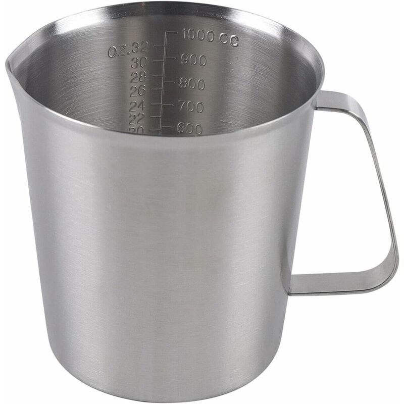 Tasse à mesurer en acier inoxydable 1.0 litre 1000 ml 2 échelles de mesure échelle ml, échelle oz Home kicthen tasse à mesurer en acier inoxydable