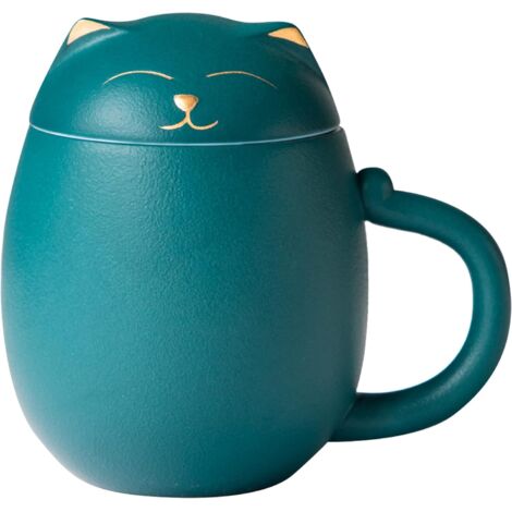 Tasse À Thé Avec Infuseur - En Céramique Blanc Haut De Gamme - 400 Ml - Pour Thé En Vrac - Avec Couvercle Et Passoire Intégrée - Vert