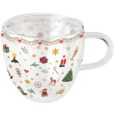 Tasse à thé décoration de Noël en verre double paroi