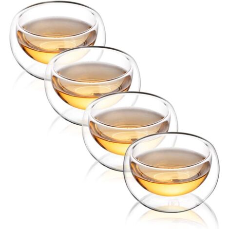 Tasse À Thé Double Paroi - Verre Borosilicaté - 50 ml - Pour Thé Café Expresso - Lot De 4