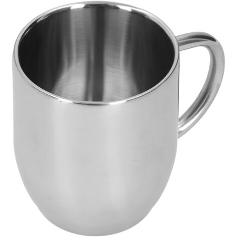 Tasse à Thé en Acier Inoxydable 304 Anti‑Brûlure avec Poignée, Idéale Maison/Bureau