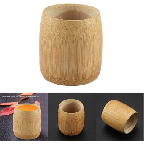 Tasse à thé en bambou naturel pur, fabrication artisanale sans peinture, écologique (bouche ronde M)