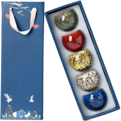Tasse à Thé en Céramique - 6 Oz - Lot de 5 Pièces avec Boîte Cadeau - 5 Couleurs