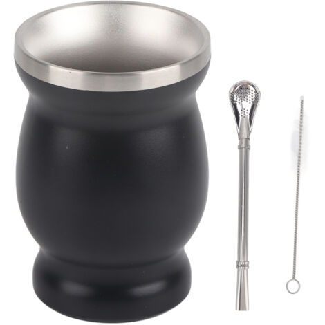 Tasse à thé en gourde naturelle 230ml, double paroi pour café, style traditionnel noir