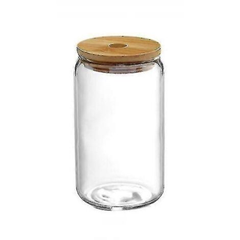 Tasse à thé en verre de 500 ml avec couvercle et paille, transparente, pour jus et lait.