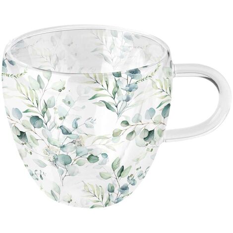 Tasse à thé en verre double paroi 200 ml - Eucalyptus