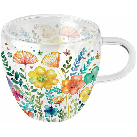 Tasse à thé en verre double paroi 200 ml - Printemps vibrant