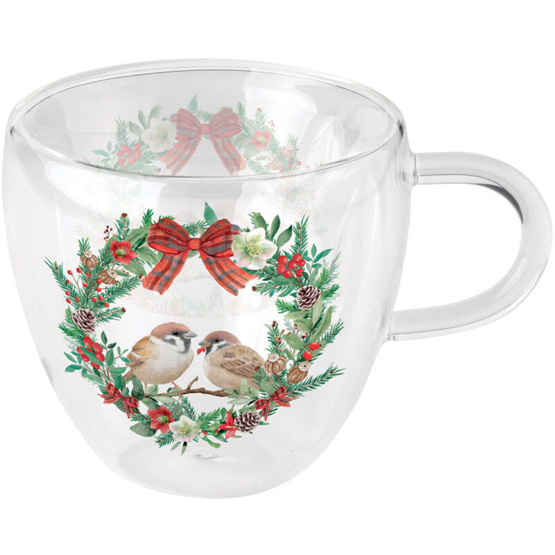 Tasse à thé moineaux en verre double paroi Tasse à thé moineaux en verre double paroi