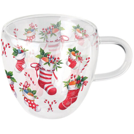 Tasse à thé en verre double paroi Noël  200 ml