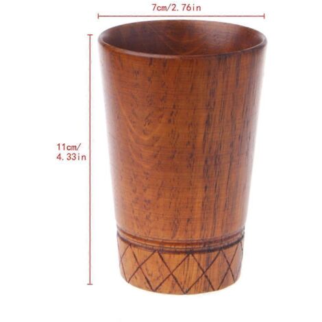 Tasse à thé vintage en bois faite à la main, pour lait, bière ou café. Verre.