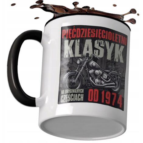 Tasse als Geschenk zum 30., 40., 50., 60. oder 70. Geburtstag – Klassische Harley-Davidson, Baujahr 1974