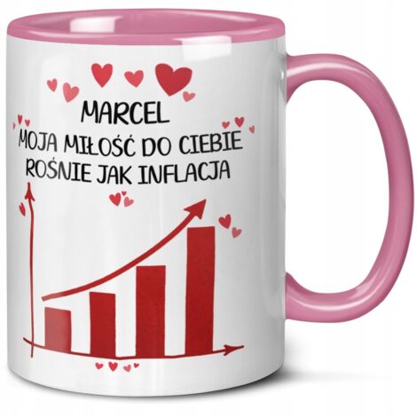 Tasse als Valentinstagsgeschenk für Freundin/Ehefrau, rosa, aufblasbar + Name
