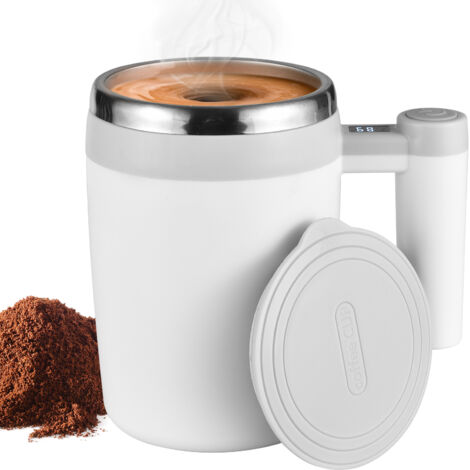 Tasse Auto-Mélangeuse MAGNETIQUE avec Affichage DIGITAL Température et Batterie, 13.5oz/400ml, 304 Inox ABS PTFE, pour Café Thé Chocolat Maison Bureau Voyage
