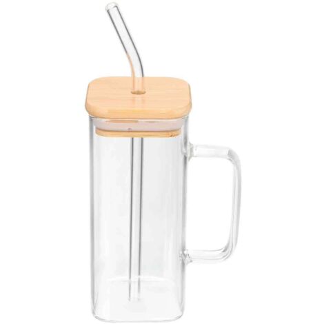 Tasse carrée avec couvercle, mug à café transparent, verres à boire, bocaux à glace, jus de fruits transparent