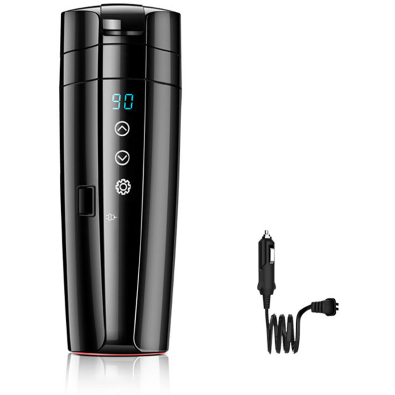 Tasse chauffante pour voiture 12V/24V, Tasse de voyage chauffante en acier inoxydable 400mL, Bouilloire électrique à contrôle de température