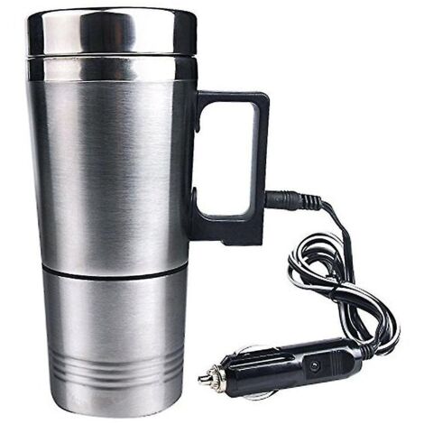 Tasse chauffante pour voiture, bouilloire électrique en acier inoxydable, allume-cigare