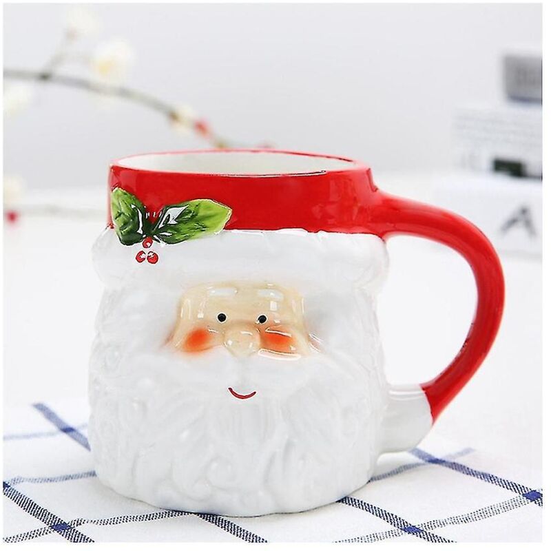 Fei Yu - Tasse de 400 ml, tasse de Noël mignonne Kawaii de dessin animé, tasse en céramique 3D, tasse à café au lait, tasse à eau