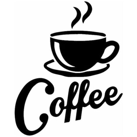 Tasse de café + café" Stickers Muraux Cuisine Noir Café Décor pour Café Bar Café Station Café Amovible Cuisine Wall Art Stickers