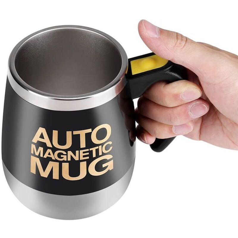 Mowze - Tasse de mélange magnétique, tasse à café à agitation automatique, tasse à aimant en acier inoxydable pour café, thé, chocolat chaud, lait,