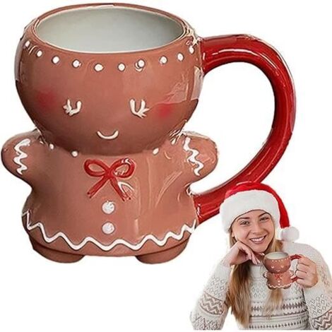 Tasse de Noël Bonhomme en Pai-n d'épice en Céramique - Couleurs Vives - Compatible Lave-vaisselle