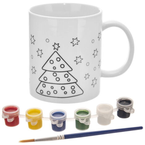 Tasse de Noël pour café, thé, herbes, peinture maison + pinceau