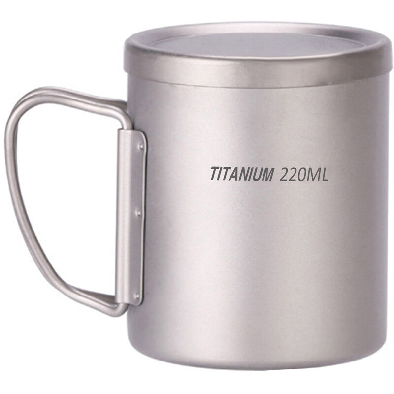 Lixada 330 ML Double Paroi en Titane Tasse d/'eau Café Thé Tasse pour La Maison en Plein Air Camping Randonnée Sac à Dos Pique-Nique avec Poignées//sans Poignées