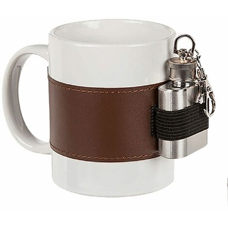 Tasse en céramique avec Petite flasque métallique