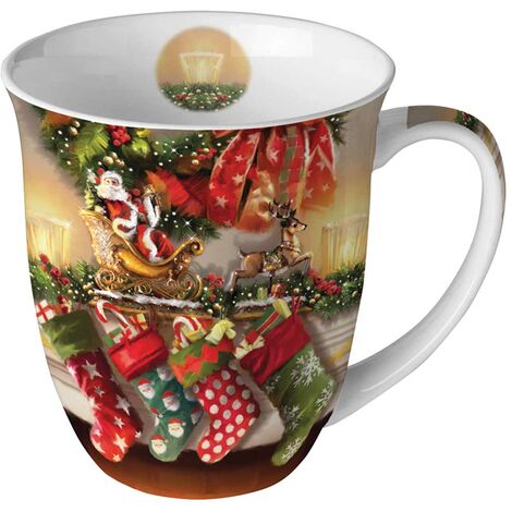 Tasse en Porcelaine Fine - Chaussettes de Noël