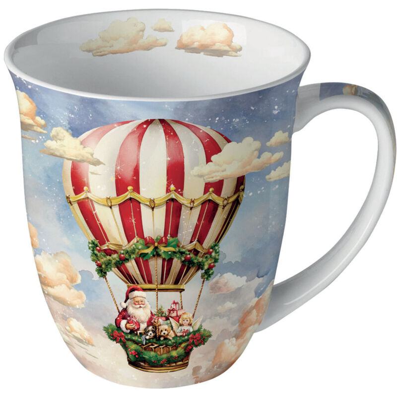 Tasse en Porcelaine Fine - La Montgolfière du Père Noël Tasse en Porcelaine Fine - La Montgolfière du Père Noël