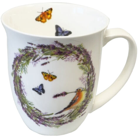 Tasse en Porcelaine Fine Pinson et papillons