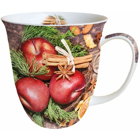 Tasse en Porcelaine Fine - Pommes et Cannelle Noël