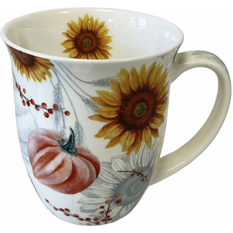 Tasse en Porcelaine Fine - Tournesols et Citrouilles