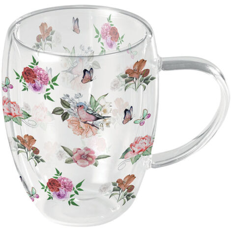 Tasse en verre double paroi  Jardin des Papillons