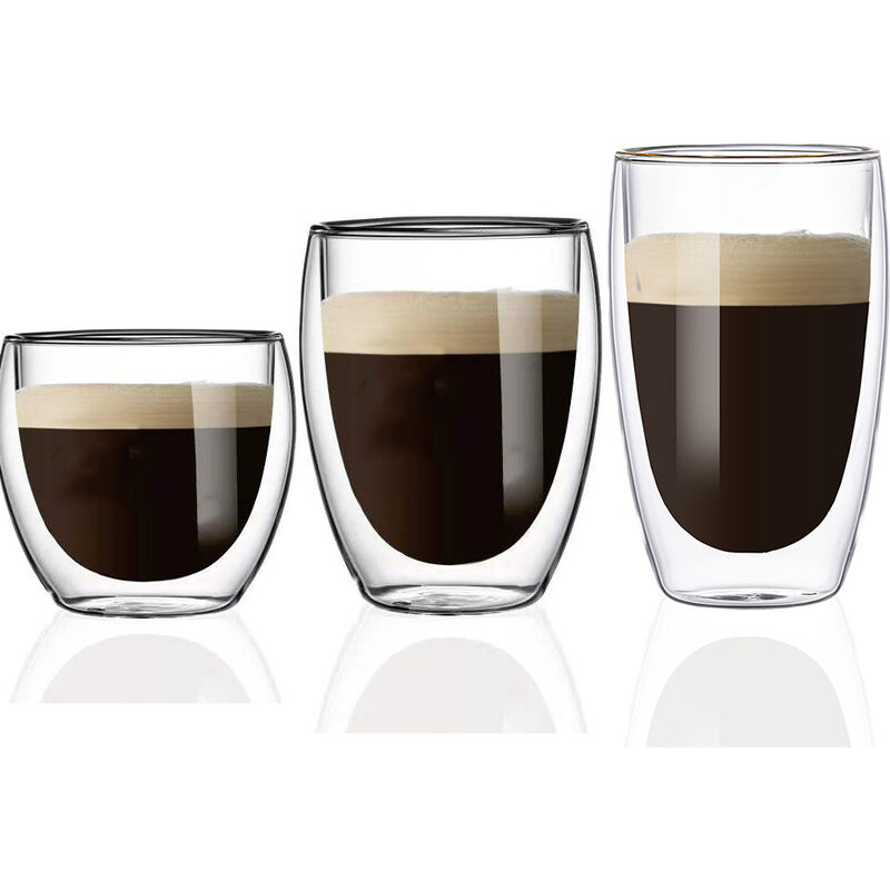 Tasse à expresso à double paroi en une pièce, tasse à café de 250 ml, verre thermique à effet flottant, tasse à expresso-6 * 6,5 cm