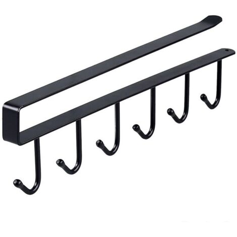 Tasse Rangement Crochets, Armoir, Ustensiles de Cuisine Cravates Ceintures et écharpe Accrocher Porte-Rack Crochet sous Placard Cabinet (Noir)
