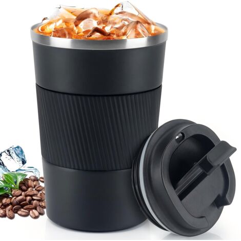Tasse Thermique - Acier Inoxydable Double Paroi - Couvercle Étanche à Ouverture Rapide - Pour Café Chaud ou Froid et Thé - 400 ml
