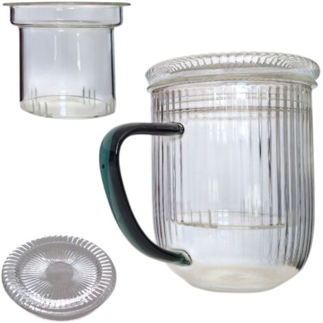 TASSE THERMIQUE EN VERRE 0,4 L AVEC INFUSEUR EN VERRE POUR THÉ ET HERBE