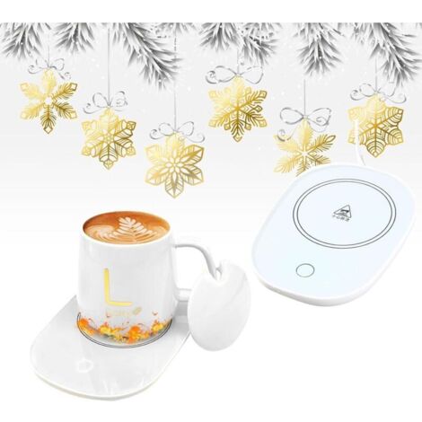Tasse thermos à café, tasse thermos à boisson, tasse thermos, tasse thermos à café électrique, tasse thermos USB, tasse thermos, plateau chauffant thé/eau/lait, port USB, blanc