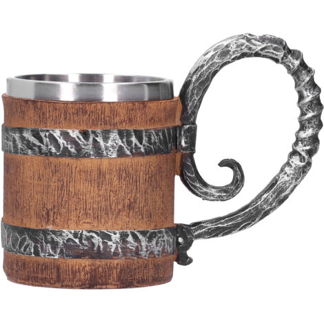 Tasse Viking Personnalisée en Acier Inox, Fût de Chêne Résine Artisanale Vintage