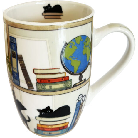 Tasse XL en porcelaine chaton bibliothèque 490 ml