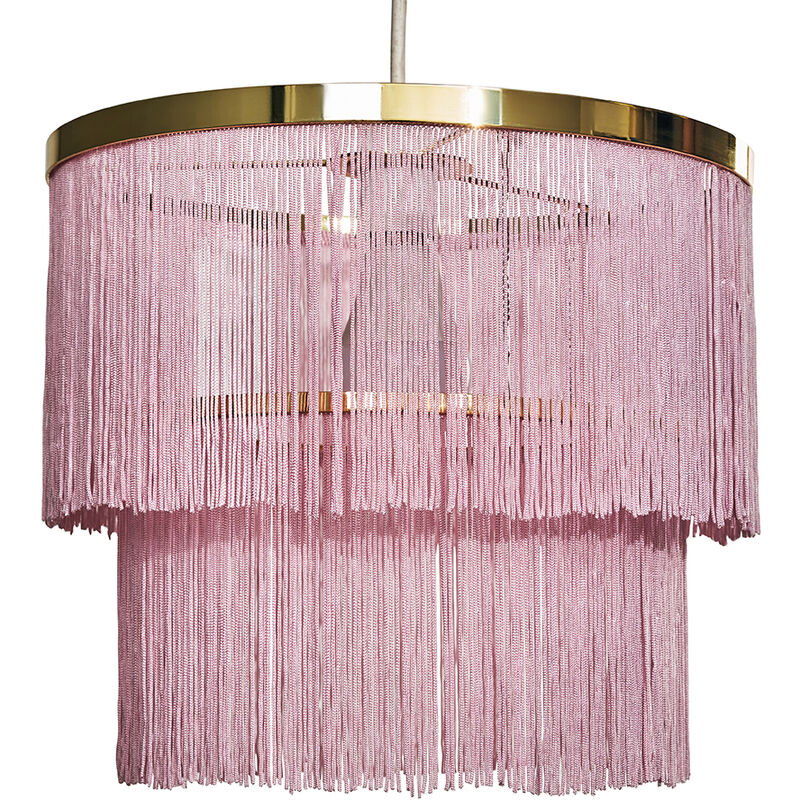 Minisun - Tassel Ceiling Pendant Lightshade - Pink - Including LED Bulb