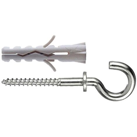 Tasselli in nylon Diam. 6 x 30 senza collarino con occhiolo aperto 12 pz.