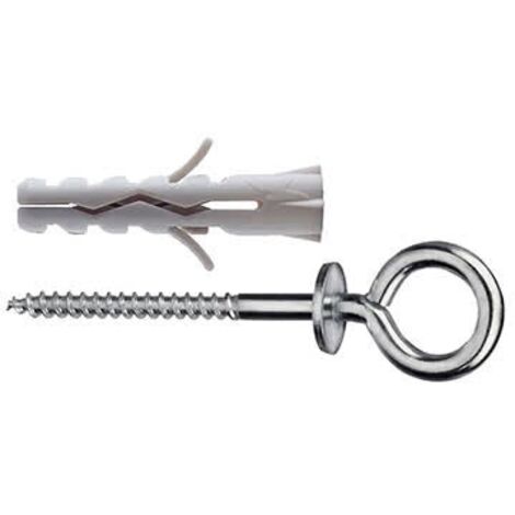 Tasselli in nylon Diam. 6 x 30 senza collarino con occhiolo chiuso 12 pz.