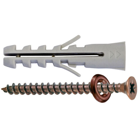 Tasselli nylon Diam. 6 x 30 mm. + viti e rondella bronzate 120 pz.